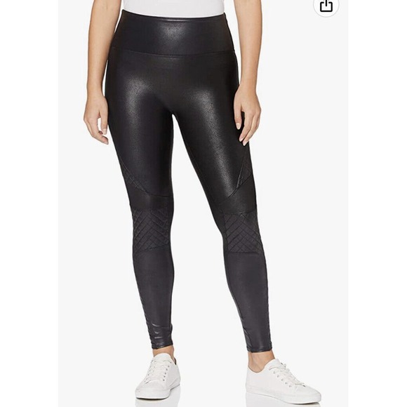 NEW Spanx Faux Leather Leggings Quilted "Very Black" Size Small - Picture 5 of 9